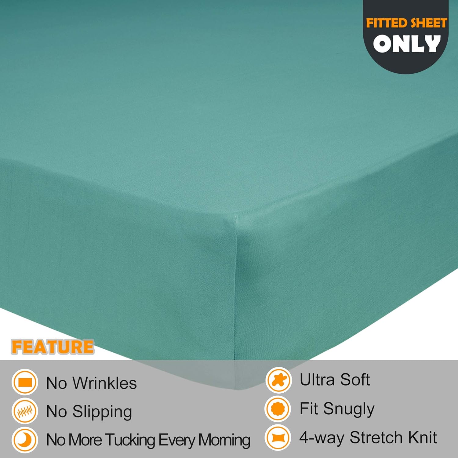 N&Y HOME Soft Stretch Twin Fitted Sheet Only, Jersey Knit, Aqua
