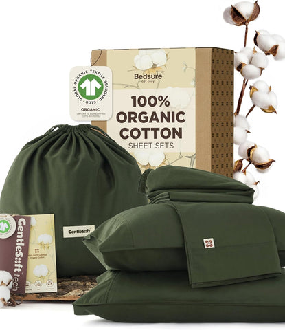 Bedsure PureWoven 100% GOTS Organic Cotton Sheets, California King Size