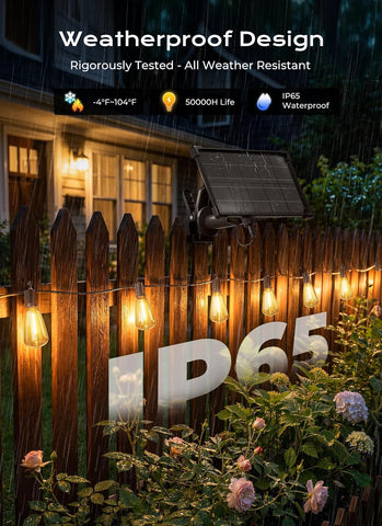 Brightown 202FT Solar String Lights Outdoor Waterproof, 26Hrs Runtime