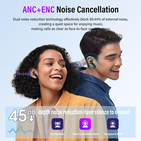 Active Noise Cancelling Ear Buds 48H Wireless Earbuds with Touch Screen