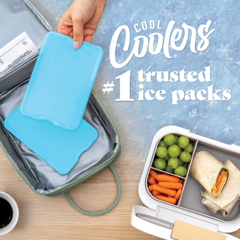 Cool Coolers by Fit & Fresh XL Slim Ice Packs, Quick Freeze Reusable Ice Packs for Lunch Boxes & Coolers, Long-Lasting, Space Saving Cooler Ice Packs