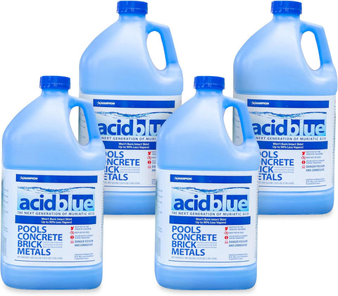 CPDI Champion 4 Pack AcidBlue Muriatic Acid for Pools @ Spas, 1 Gallon Each