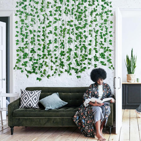 Freyalife Fake Vines for Room Decor(48Pack336Ft) Aesthetic Artificial Plant Ivy Leaves Hanging Greenery Garlands for Home Bedroom Wall Wedding Christmas Party Office patio Indoor, Outdoor Garden Décor