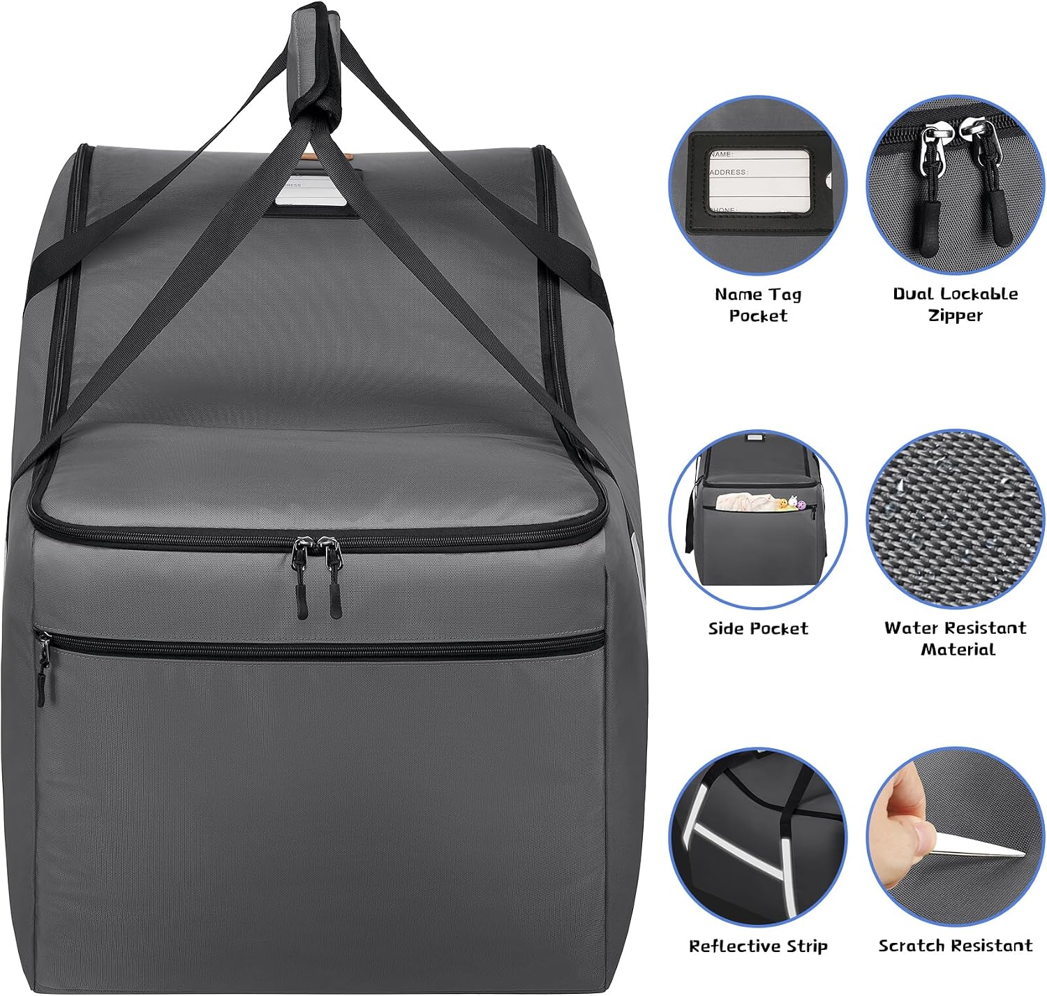 Infant Car Seat Travel Bag for Airplane Compatible with All Nuna Pipa Car Seat and Base,Chicco KeyFit 30 and Base, Padded Car Seat Bags for Air Travel,Car Seat Gate Check Bag with Side Pocket, Gray