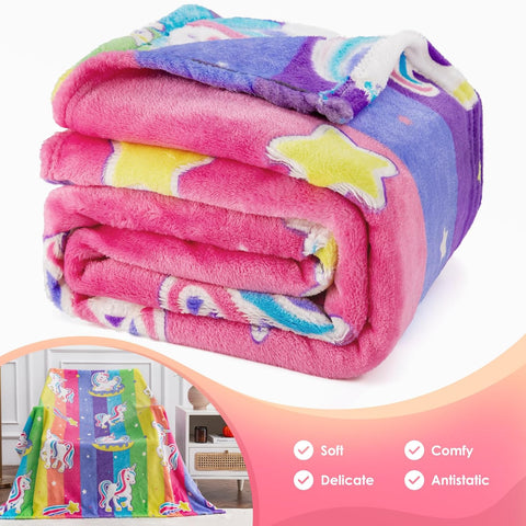 Jekeno Unicorn Toys Gifts for Girls Glow in the Dark Blanket Throw 50"x 60"