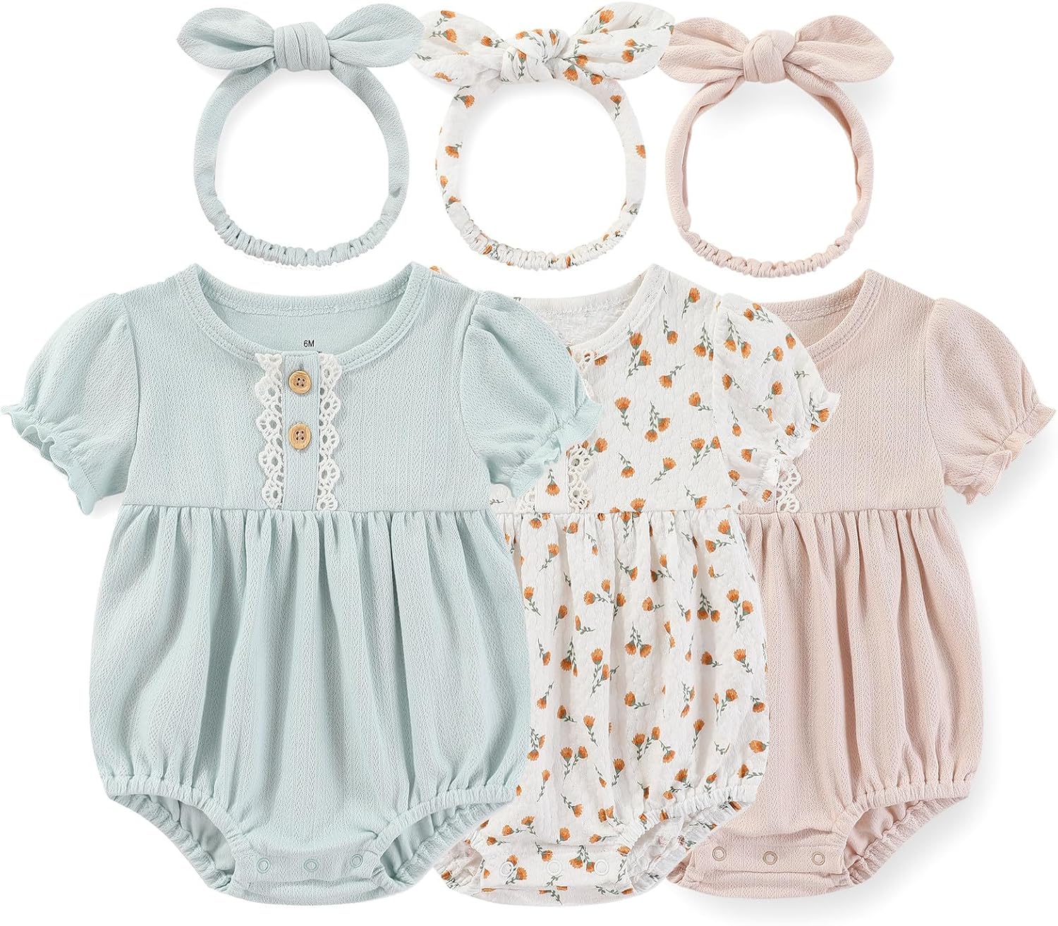 Newborn Baby Girl Bodysuit Suit Baby Clothes Short Sleeve 3 Outfit Bundle Mix Match