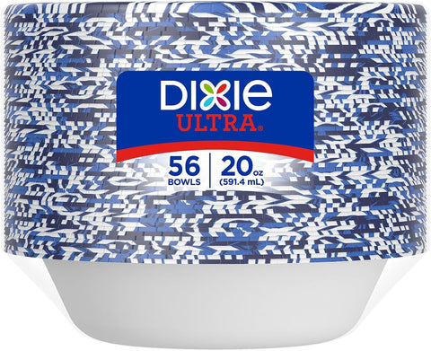 Dixie Ultra, Large Paper Bowls, 20 Oz, 56 Count, Microwave Safe, Compostable, Disposable Bowls Great For Breakfast, Lunch, And Dinner Meals