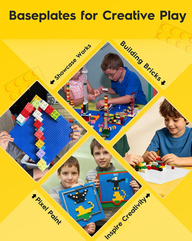 Pokiiulk Classic White Baseplates, 32x32 Studs Square Base Plates for Play or Display Bricks Creations, Compatible with Classic Bricks, 10" x 10", Pack of 2, Perfect for City Streets, Grounds