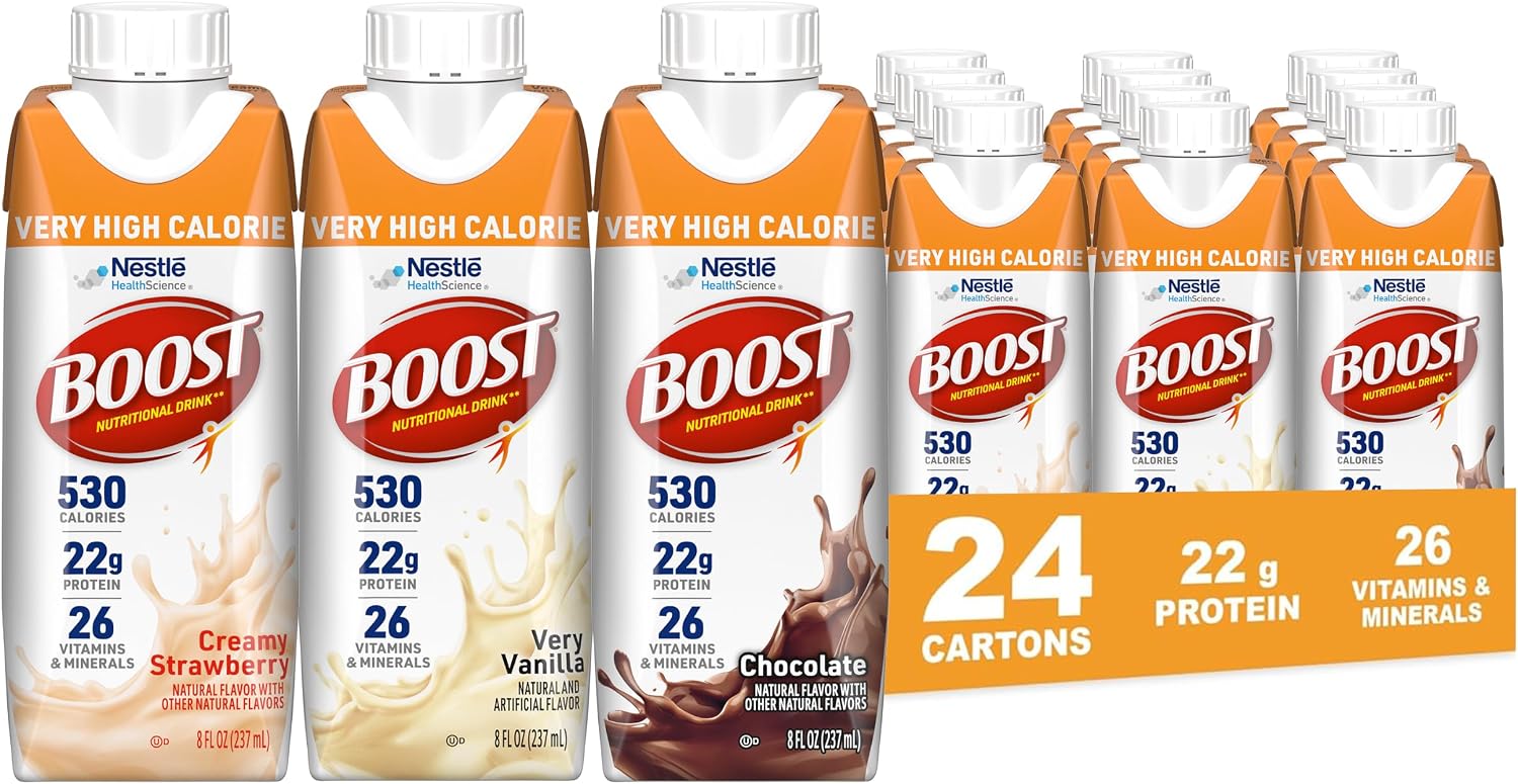 BOOST Very High Calorie Nutritional Drink, Variety Pack, 8 Fl Oz, 24 pk