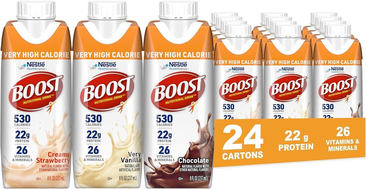 BOOST Very High Calorie Nutritional Drink, Variety Pack, 8 Fl Oz, 24 pk