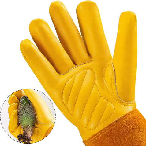 Acdyion Thorn Proof Gardening Gloves for Men & Women, Butter Yellow, S