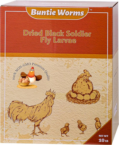 BUNTIE WORMS 10LB Dried Black Soldier Fly Larvae for Chickens Food