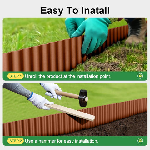 Land Guard Corrugated Garden Edging Border, 6"×25' Landscape Paver Edging, Tall Landscape Edging, Fence for Garden, Flower Bed, Lawn and Landscape Edging (Red Rust)
