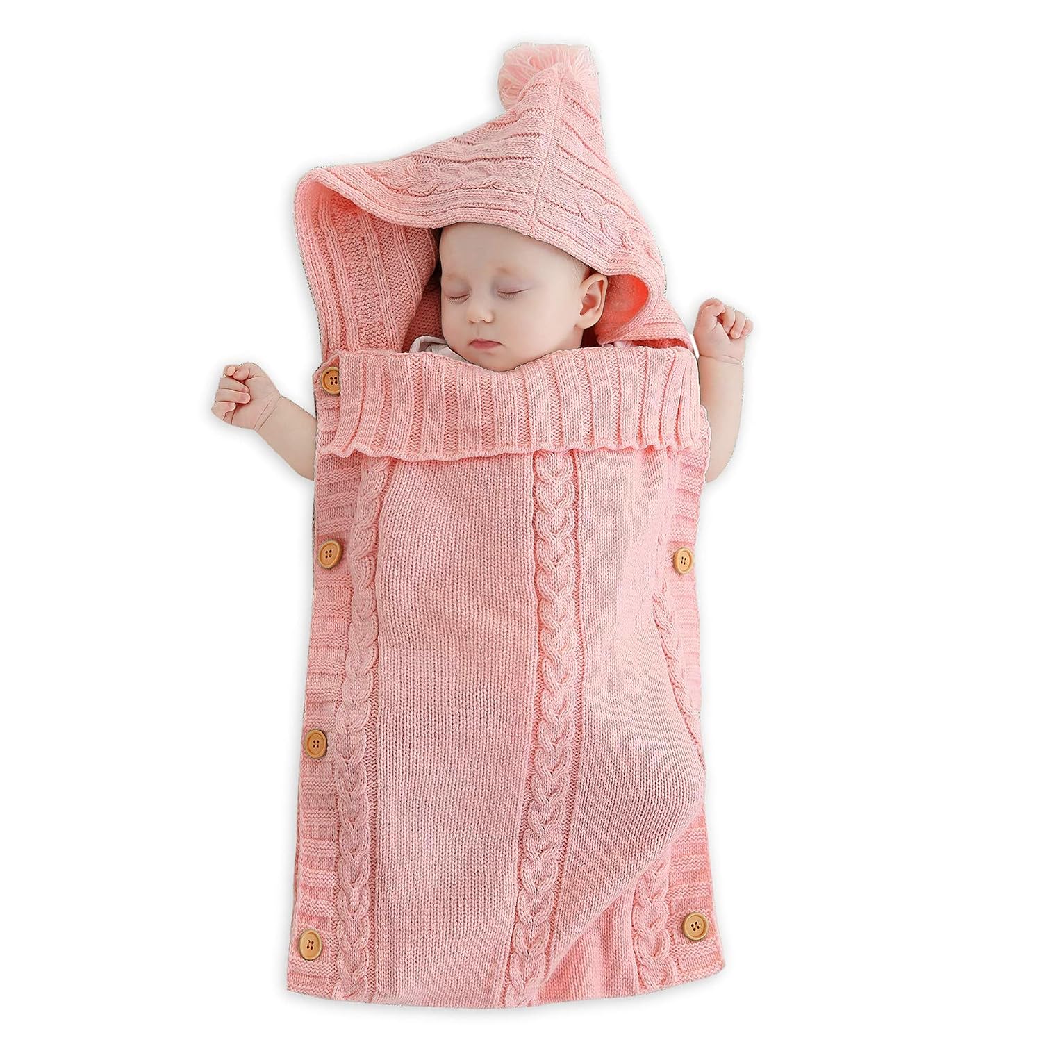 XMWEALTHY Swaddle Blankets for Newborn Baby Wrap Warm Knit Wrap Blanket Bag Stroller Receiving Blankets Baby Girls Boys Dusty Rose 0-6 Month