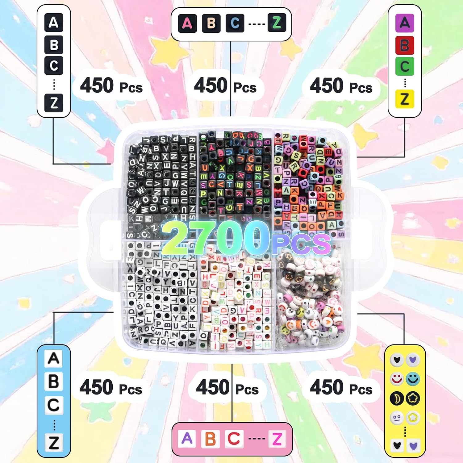YMSDZHL Alphabet Beads A-Z 6000Pcs Letter Bead for Bracelet Jewelry Making