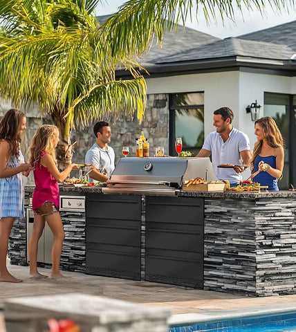 3-Tier Drawer Beverage Refrigerator,Undercounter & Built-in Beverage Fridge Hold 180 Can, 24 inch Waterproof Outdoor Freestanding Beverage Cooler for Home & Commercial Use (Black)
