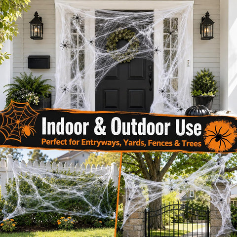 MAQIHAN 700 Sqft Halloween Spider Webs - Outdoor Cobwebs with 40 Spiders
