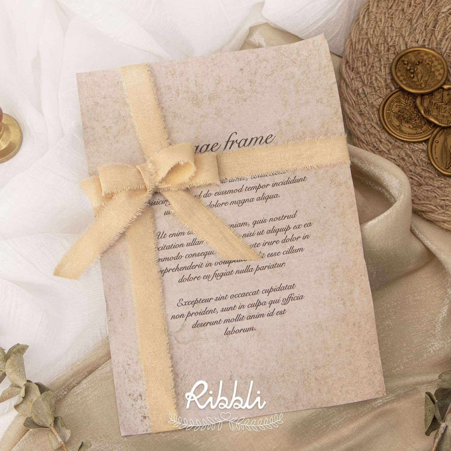 Ribbli 3 Rolls Nude Ribbon 5/8 Inch x 18Yards Beige Handmade Cotton Frayed Fringe Ribbons for Gift Wrapping Wedding Invites Bridal Bouquets Baby Shower DIY Crafts Home Decor