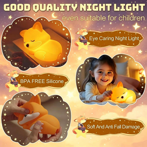 YR YRHH-PET Cute Fox Lamp, Squishy Animal Night Light, Kids Baby Fox Gifts