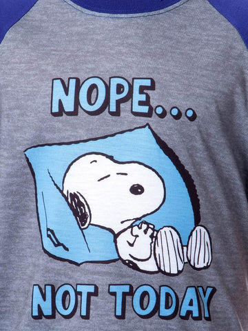 INTIMO Peanuts Boy's Snoopy Nope Not Today Sleep Pajama Set Short Crewneck