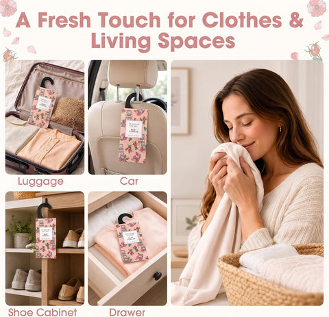 Large 12 Packs Baby Powder Hanging Scented Sachets Long-Lasting Closet Deodorizer Air Freshener Fabric Refresher Odor Eliminator for Drawer Home Fragrance Gift Set