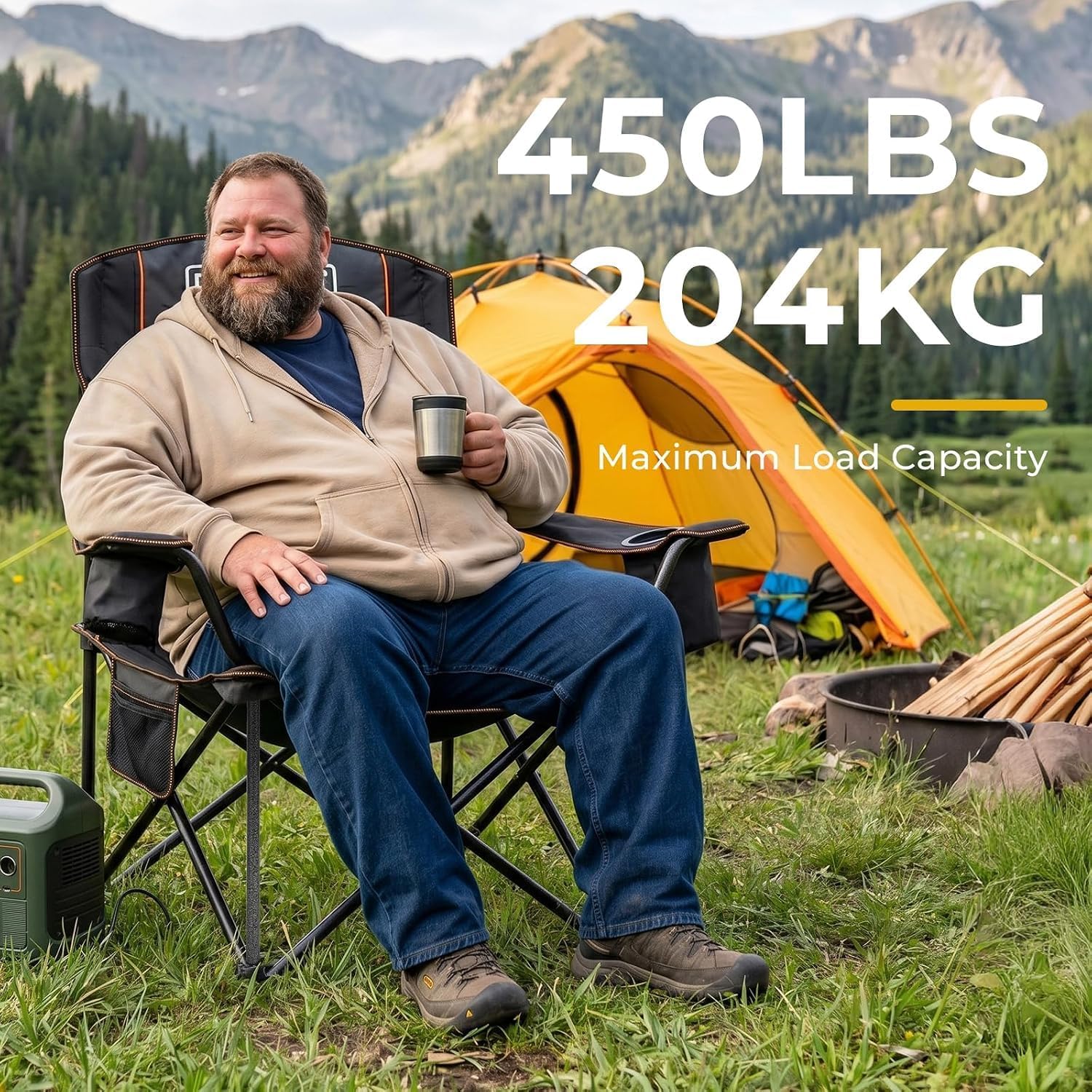 Overmont 2-Pack Oversized Camping Chairs - 450 lb Each, Fully Padded