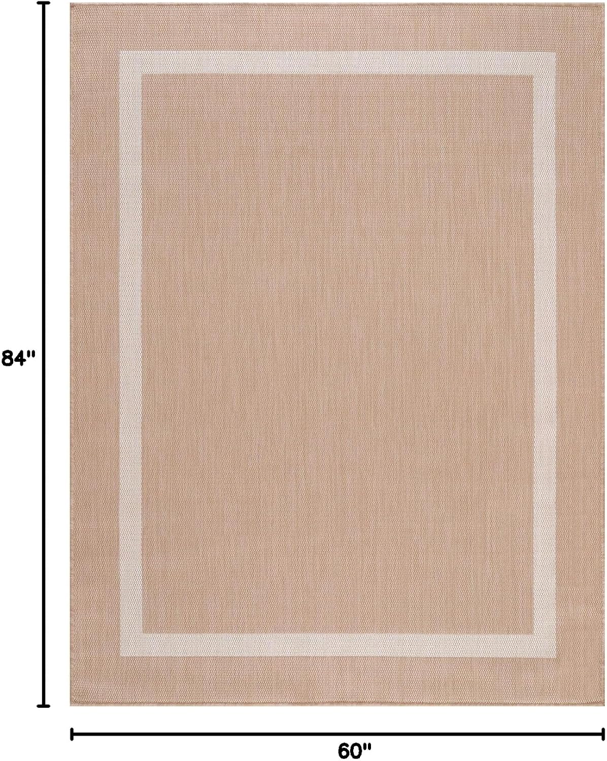 Luul Home Bordered Outdoor Rug 5x7 Washable Outside Carpet for Indoor Patio Porch Waterproof Easy Cleaning Non Shedding Area Rugs Beige 5 x 7