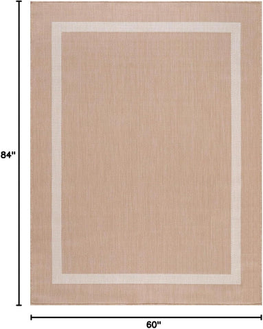 Luul Home Bordered Outdoor Rug 5x7 Washable Outside Carpet for Indoor Patio Porch Waterproof Easy Cleaning Non Shedding Area Rugs Beige 5 x 7