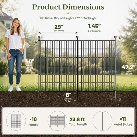 No Dig Garden Fence Outdoor for Yard, 40in (H) x 23.6ft(L)