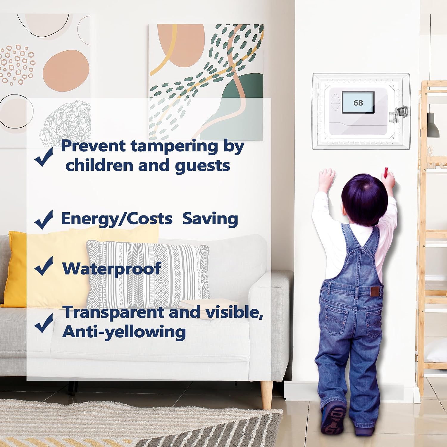 Gedreew Large Thermostat Lock Box Cover with Key, Clear Thermostat Cover with Lock Compatible With Honeywell Home Thermostat On Wall, AC Lock Box Cover with Key Fits Thermostats 5"H x 6" W or Smaller