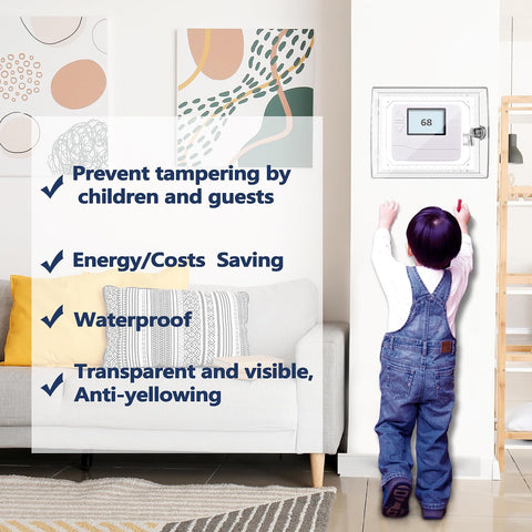 Gedreew Large Thermostat Lock Box Cover with Key, Clear Thermostat Cover with Lock Compatible With Honeywell Home Thermostat On Wall, AC Lock Box Cover with Key Fits Thermostats 5"H x 6" W or Smaller