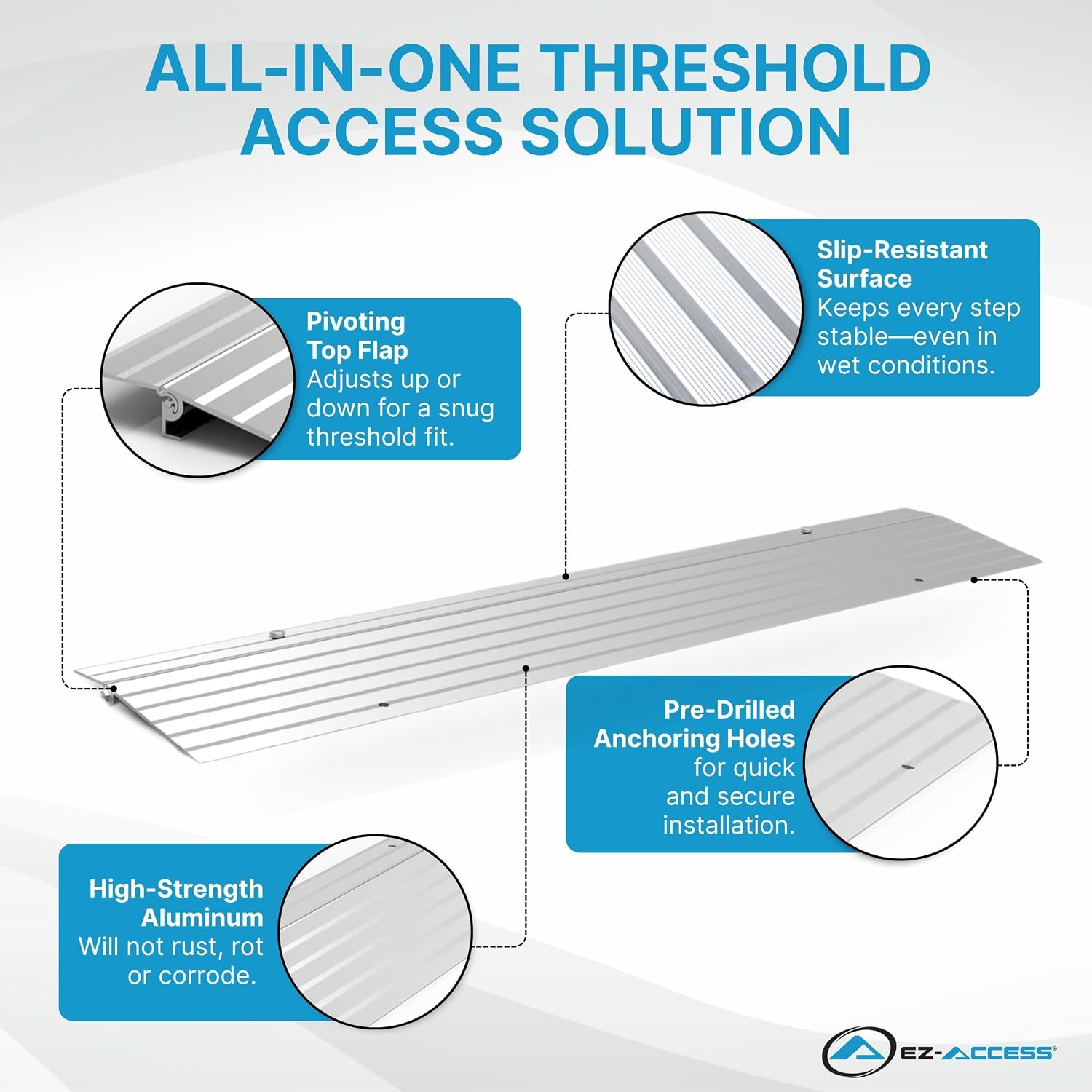 EZ-ACCESS Transitions Modular Entry Ramp, Self Supporting, Aluminum, 3 in