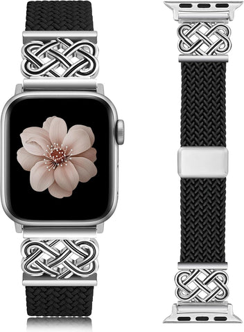 TOYOUTHS Braided Magnetic Band Compatible with Apple Watch Bands 38/40/41/42/44/45/46/49mm Women Men, Dressy Celtic Metal Stretchy Elastic Strap for iWatch Series 11 10 9 8 7 6 5 4 SE/Ultra 3 2 1