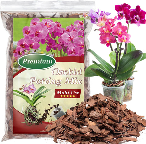 Orchid Bark Potting Mix,Premium Orchid Potting Mixture of Pine Bark,Perlite