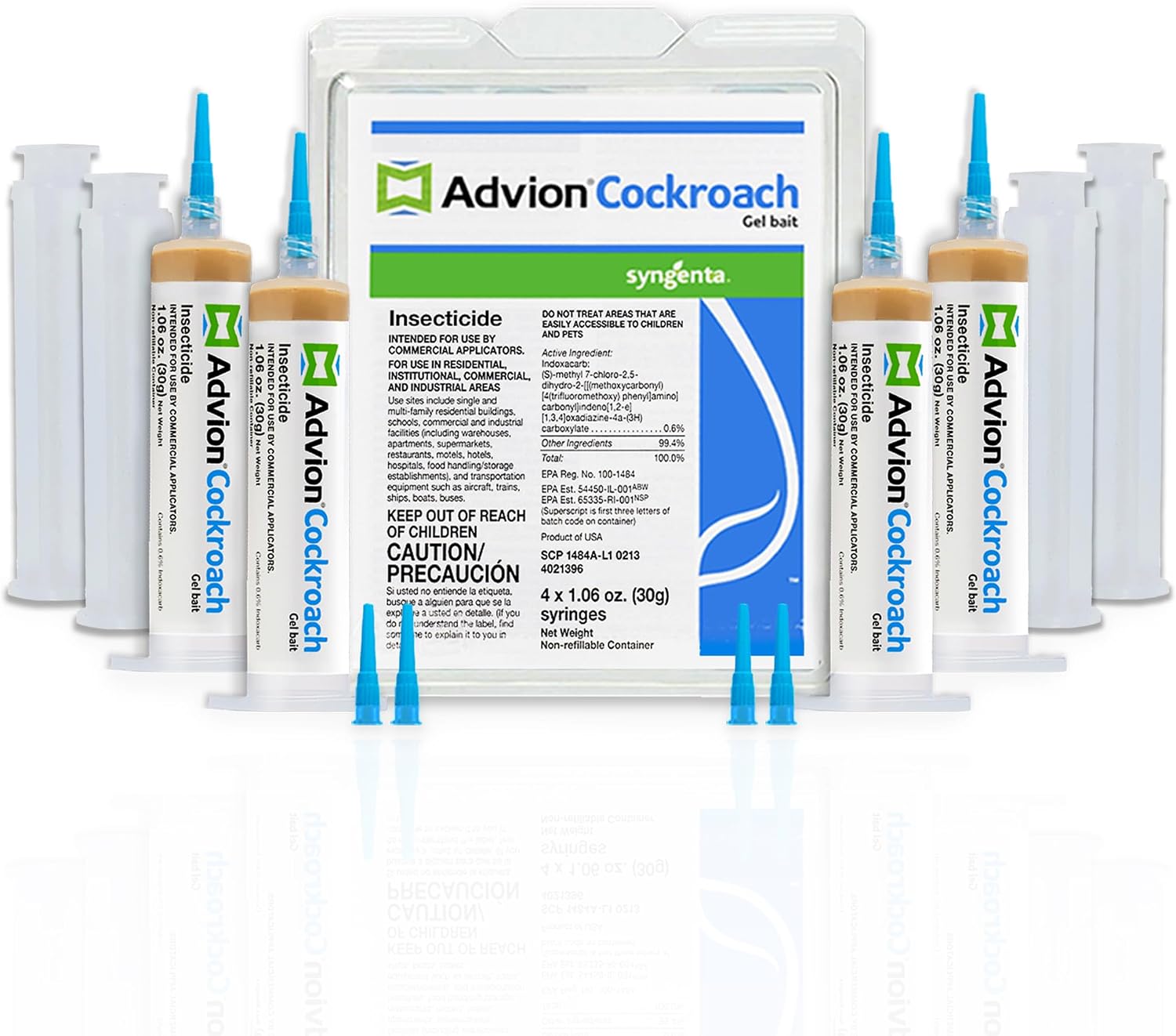 advion 383920 4 Tubes and 4 Plungers Cockroach German Roach Pest Control Inse, Brown
