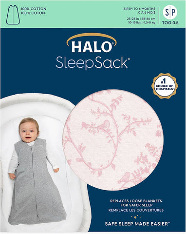 HALO SleepSack, 100% Cotton Wearable Blanket, Swaddle Transition Sleeping Bag, TOG 0.5