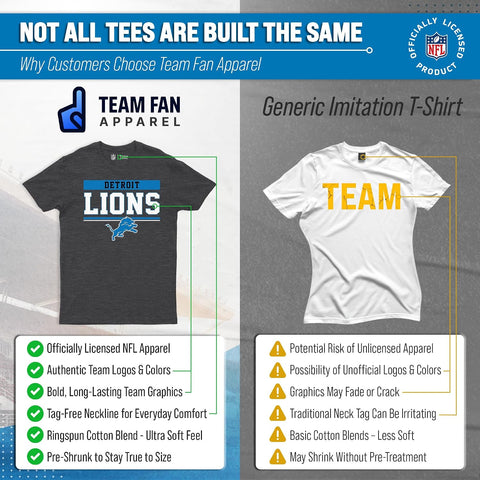 NFL Charcoal T-Shirt for Men and Women - Cotton Blend Tagless Tee