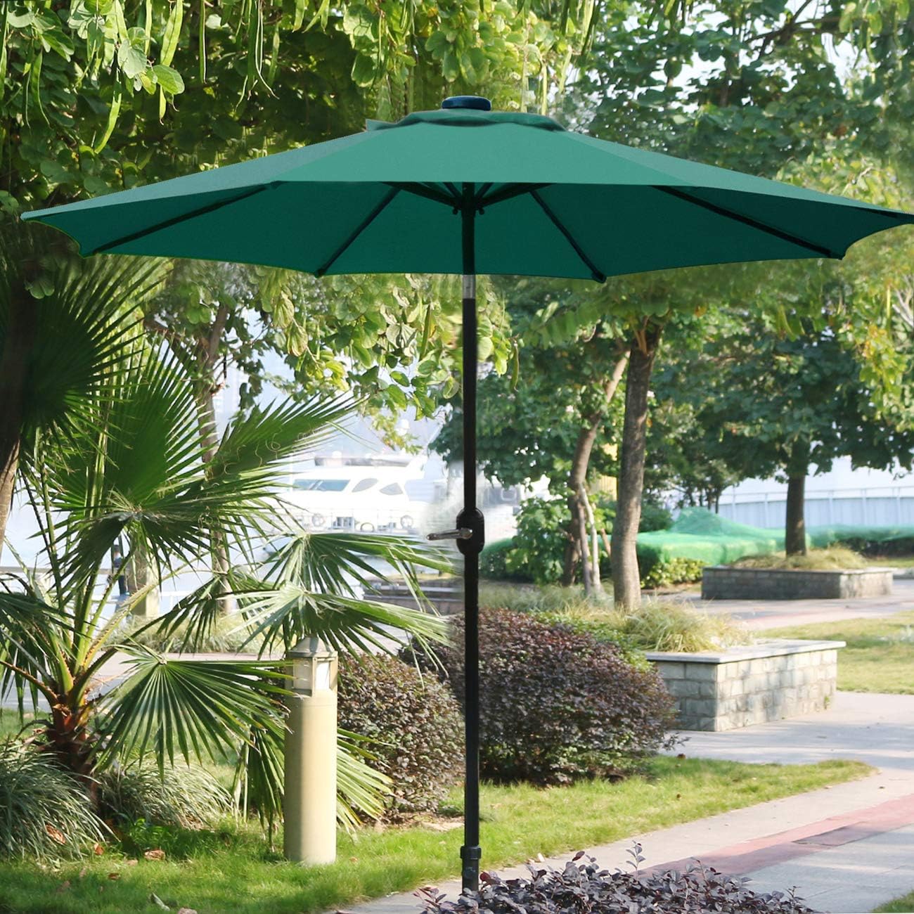Sunnyglade 9' Patio Umbrella Outdoor Table Umbrella with 8 Ribs Dark Green