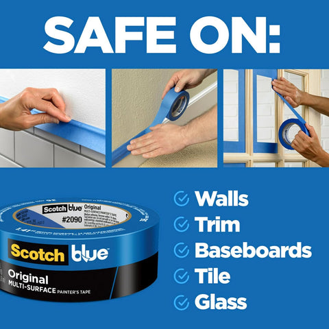 ScotchBlue Original Painter's Tape 2090-24VR4-A, 0.94 in x 60 yd (24mm x 54.8m), 4 Rolls/Pack