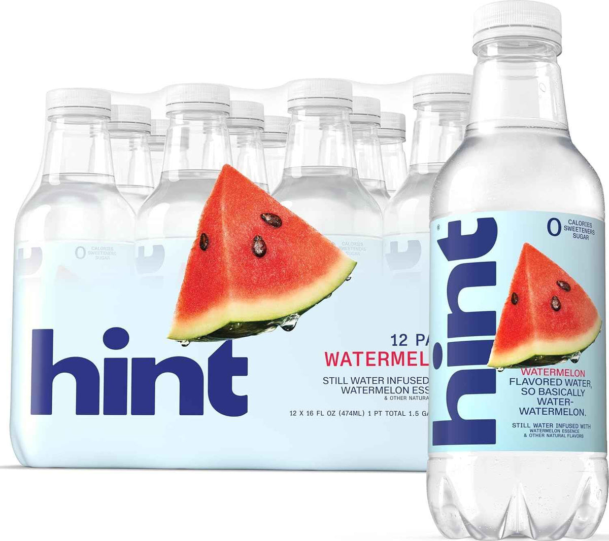 Hint Flavored Water Zero Sugar 0 Calories - Watermelon 16 FL Oz (12 pack)