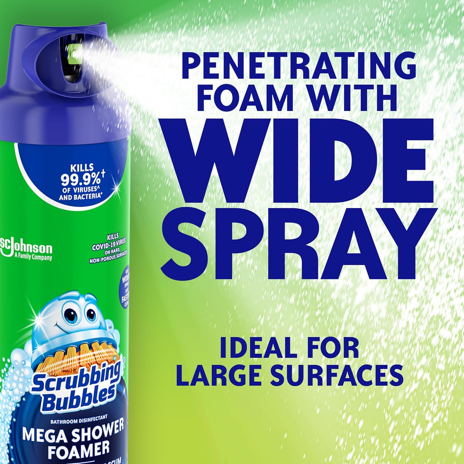Scrubbing Bubbles Mega Bathroom and Shower Foamer Aerosol, Rainshower Scent, 20oz