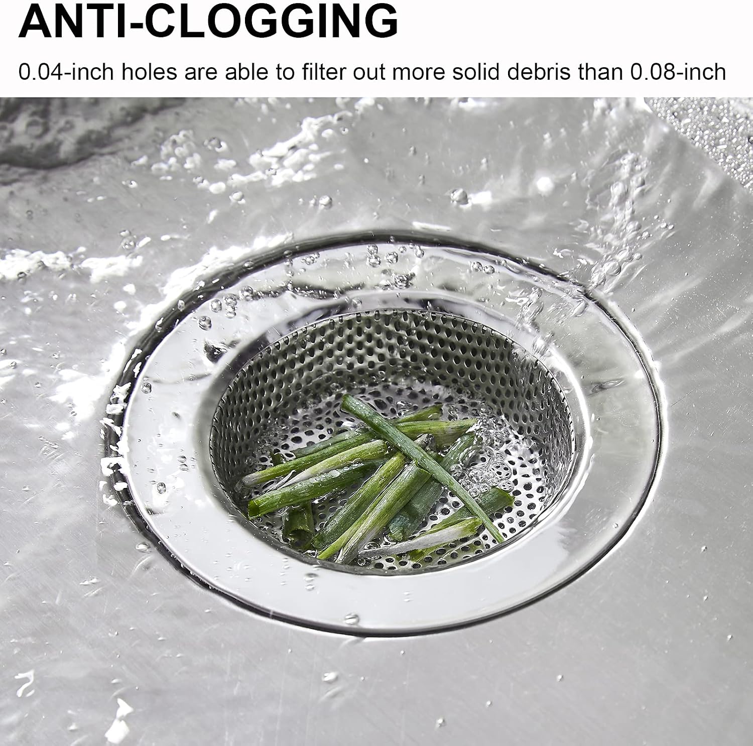 LASSHSWA 2 Pcs Kitchen Sink Strainer Stainless Steel, Mesh and Punching, Kitchen Sink Drain Strainer, Sink Strainers with Large Wide Rim 4.5" Diameter for Kitchen Sinks