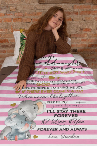 NAZENTI Elephant Custom Name Granddaughter Blanket, to My Granddaughter Blanket, Personalized Granddaughter Blanket from Grandma Grandpa, Birthday for Granddaughter