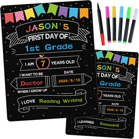 First and Last Day of School Sign with 6 Colorful Liquid Chalk Markers