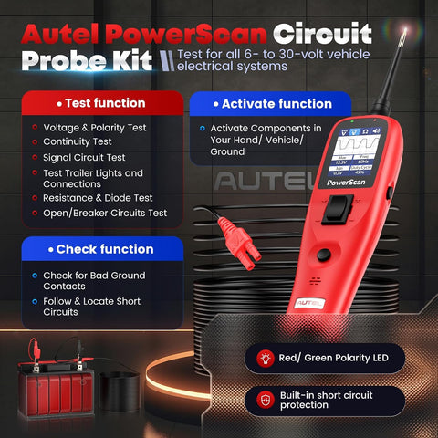 Autel PowerScan Automotive Circuit Tester, 12-24V Power Circuit Probe Tool