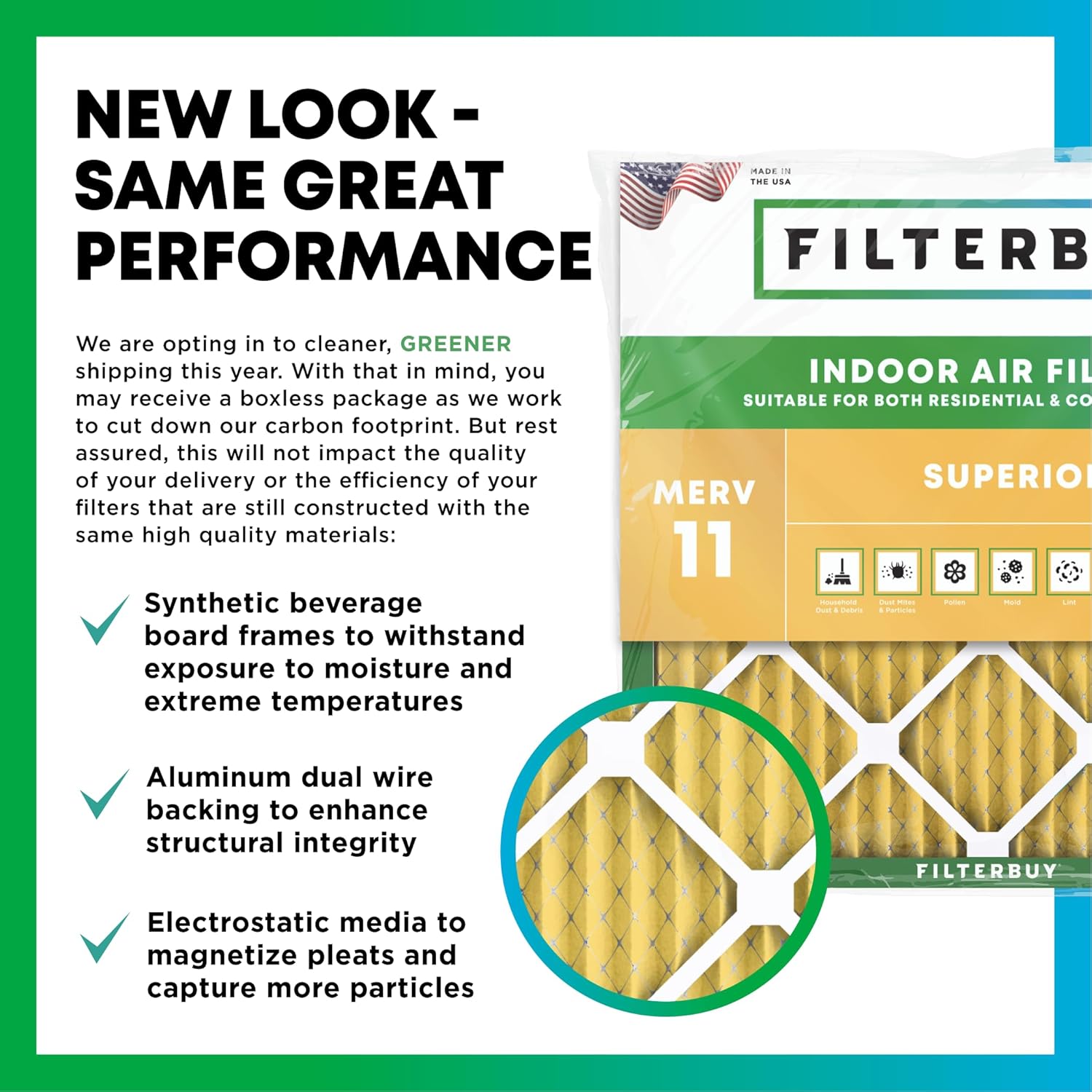 Filterbuy 16x25x3 Air Filter MERV 11 Pet & Allergy Defense (3-Pack)