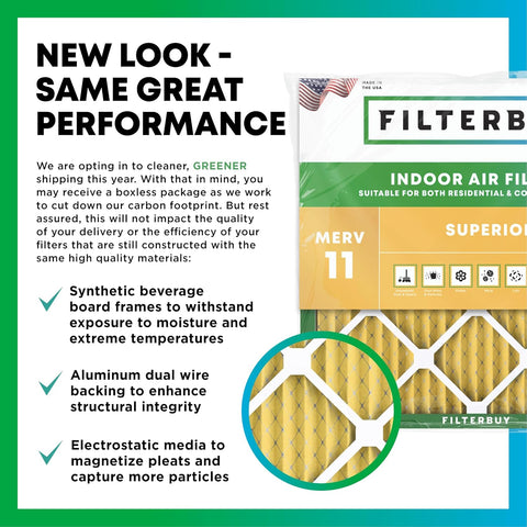 Filterbuy 24x24x2 Air Filter MERV 11 Pet & Allergy Defense (2-Pack)