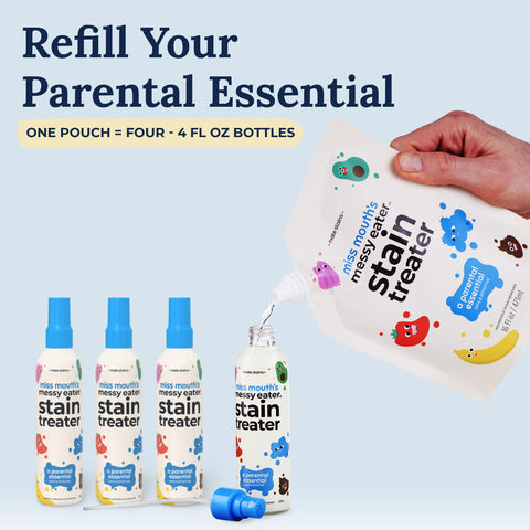 Miss Mouth's Messy Eater Stain Treater - 16oz Refill - Newborn & Baby Essentials - No Dry Cleaning Food, Grease, Coffee Off Laundry, Underwear, Fabric