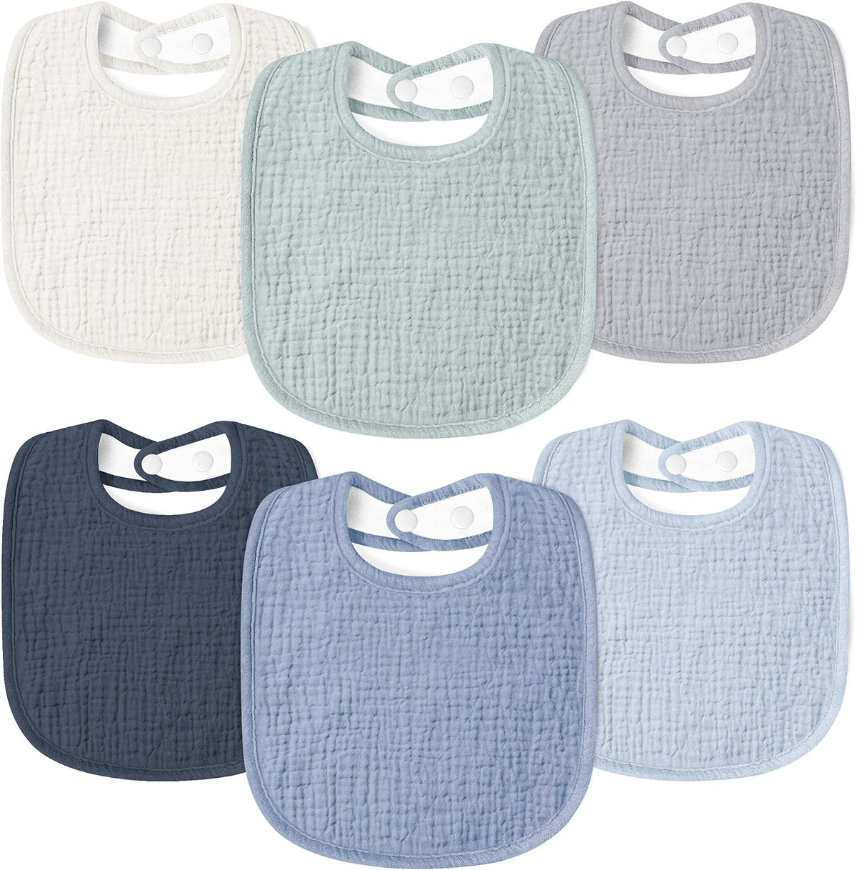 Susurration Muslin Baby Drool Bibs 6Pack Soft Square Adjustable Baby Bandana Bibs for Unisex Girls & Boys