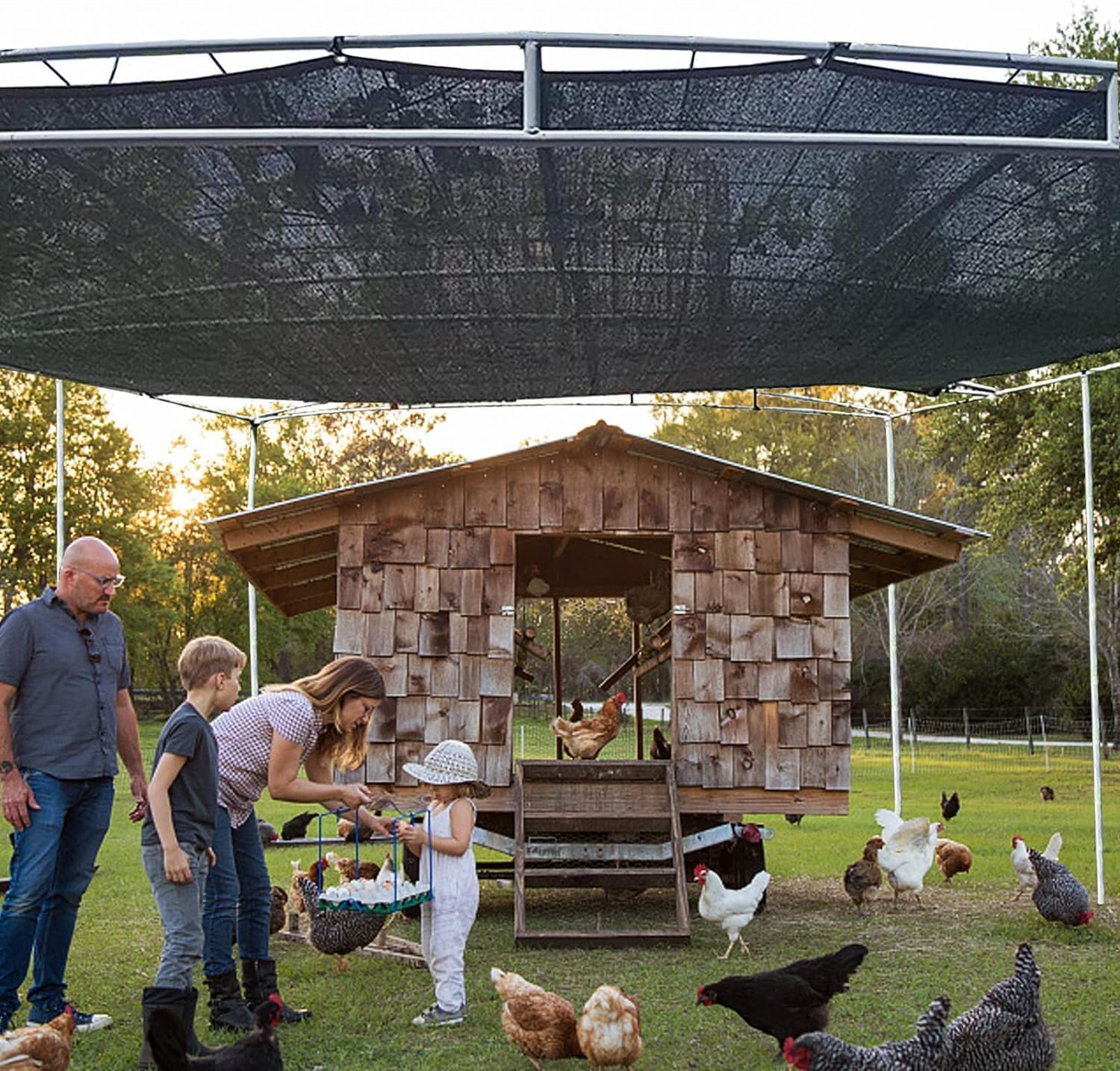 Shade Cloth 90% Sunblock Net for Garden Patio,Shade Sails -for Plants Greenhouse Outdoor Pergola Lawn Swimming Sun Protection Covers for Kennel Chicken Coop Easier to Hang Neting Cover, 3x3 FT